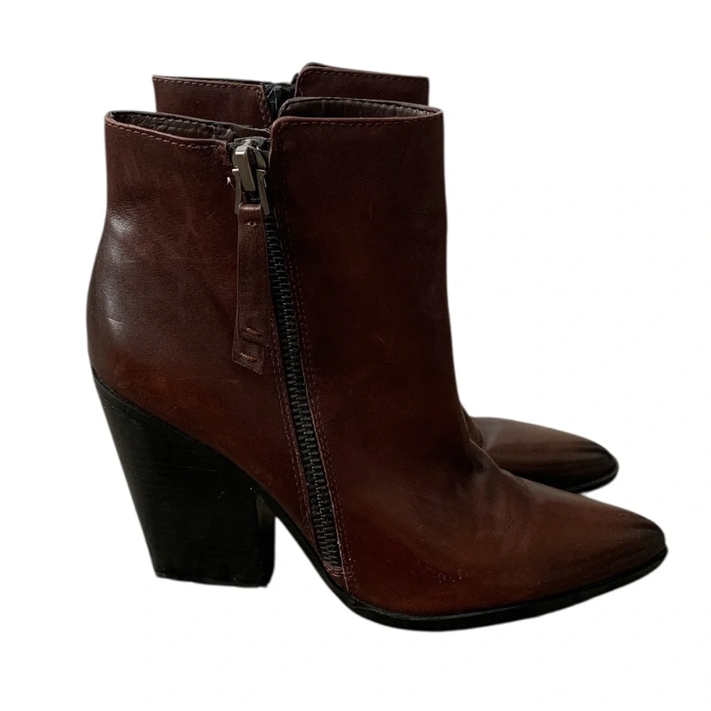 Naturalizer dark brown leather ankle boots size 11 western‎ boho classic booties